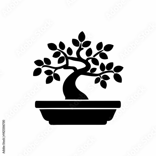 creative details bonsai tree icon Vector Illustration  