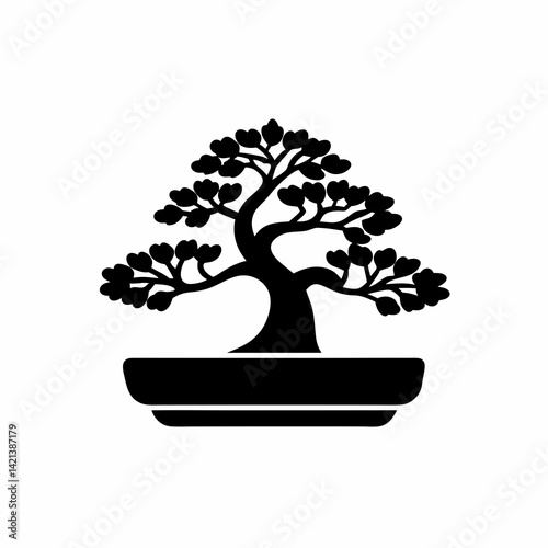 creative details bonsai tree icon Vector Illustration  