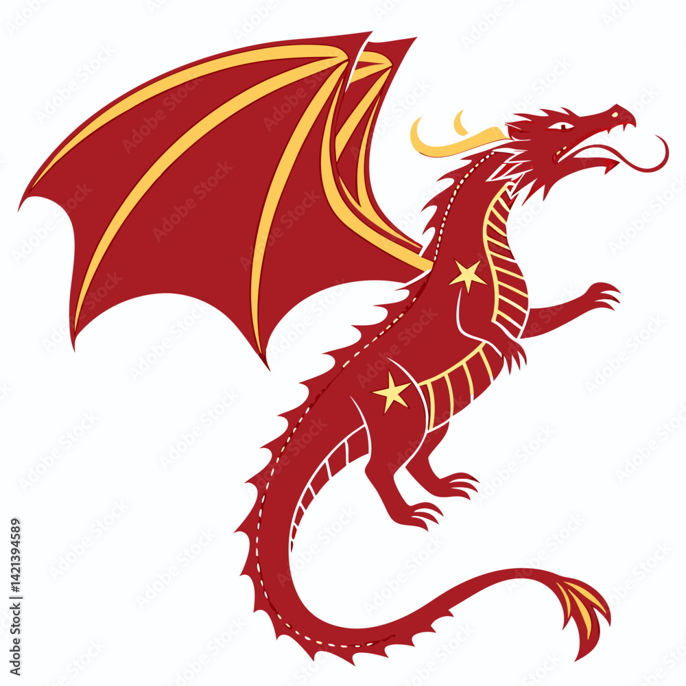 Naklejka premium Chinese dragon vector silhouette illustration isolated on white background