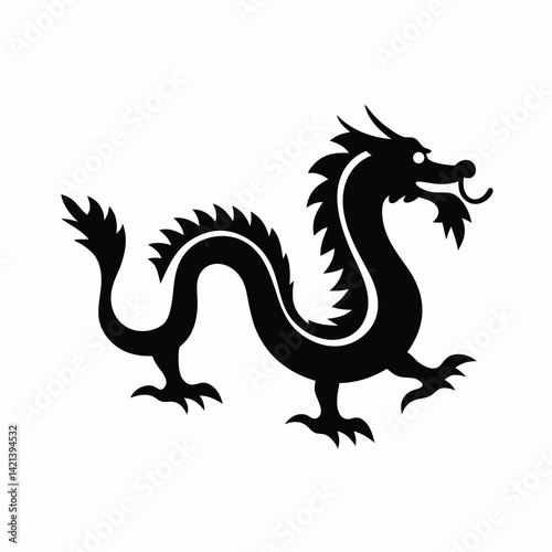 Chinese dragon icon vector silhouette illustration isolated on white background