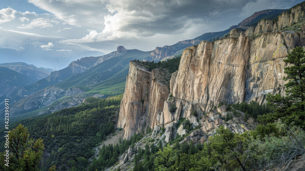 Fototapeta premium Rocky Mountain Horizon with Deep Valleys