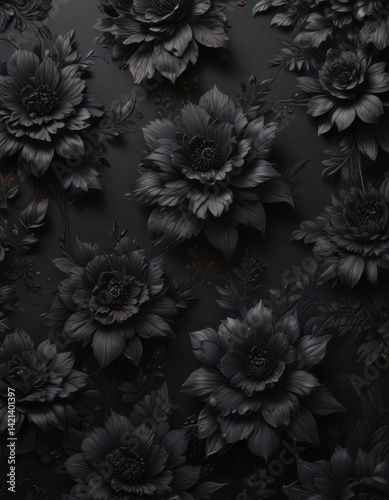 Wallpaper Mural Luxurious black floral wallpaper, sophisticated design , stylish, home Torontodigital.ca