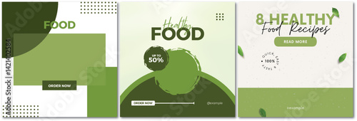 Minimalist Green Tones Food Promotion Designs for Social Media