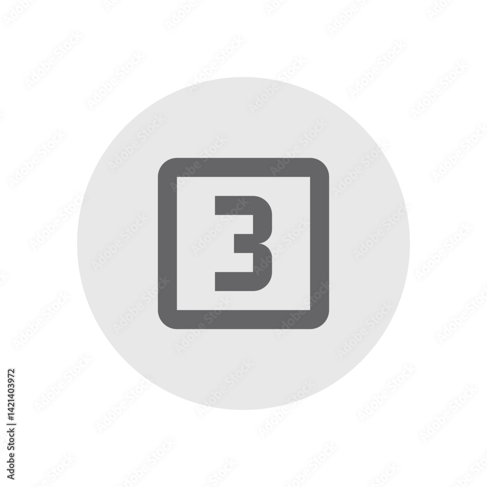 Number 3 Outlined Icon