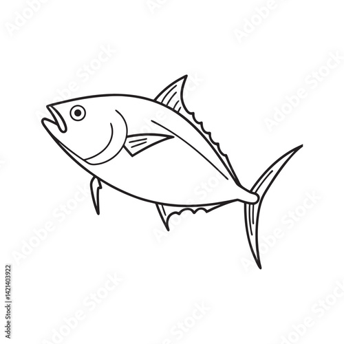 Minimalist Tuna Streamlined Full Body Fish Art