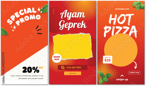 Appetizing Restaurant Promotion Templates for Instagram Stories Design