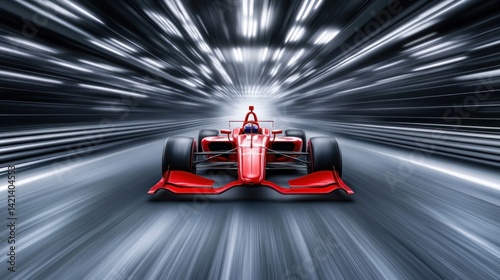 Red Formula 1 Race Car Speeding Through a Tunnel