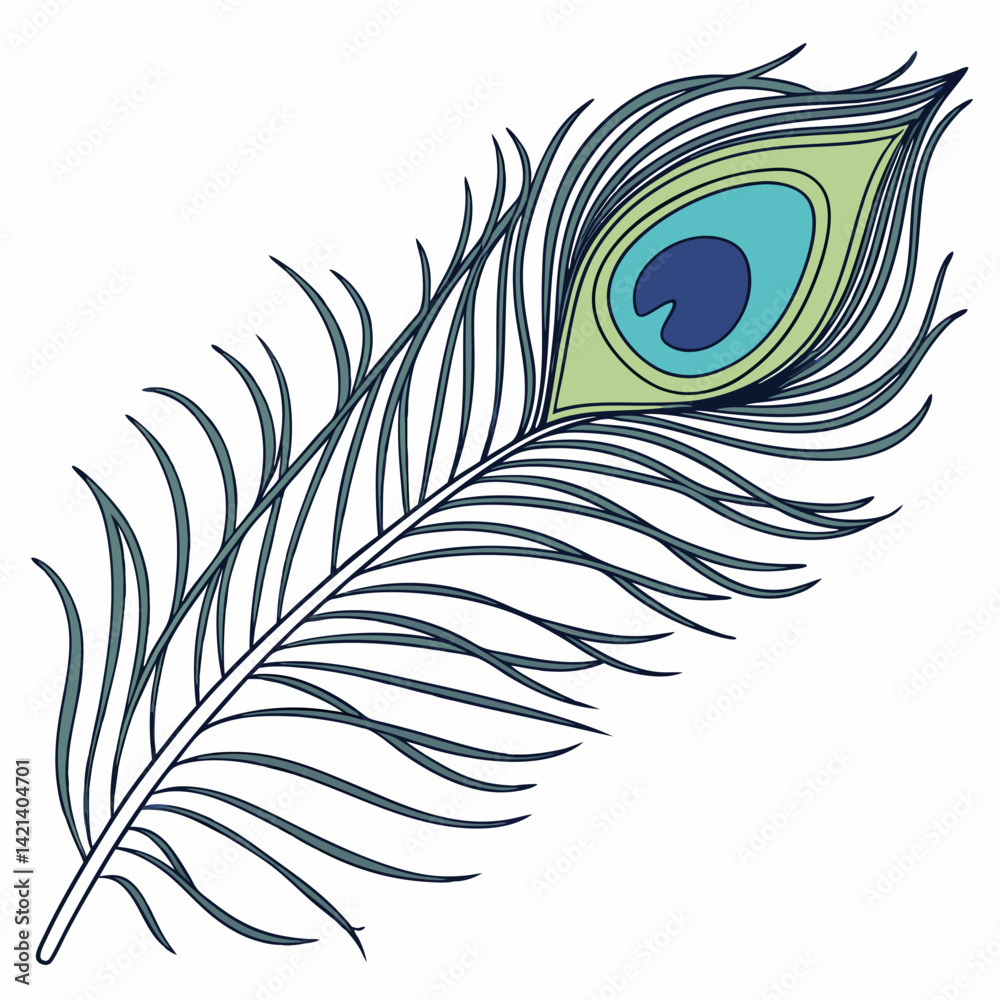 Vibrant close-up of a peacock feather showcasing intricate patterns and vivid iridescent colors