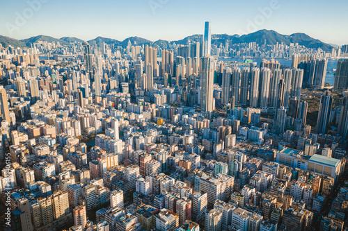 Photography Drone shot of the Kowloon Peninsula in Hong Kong