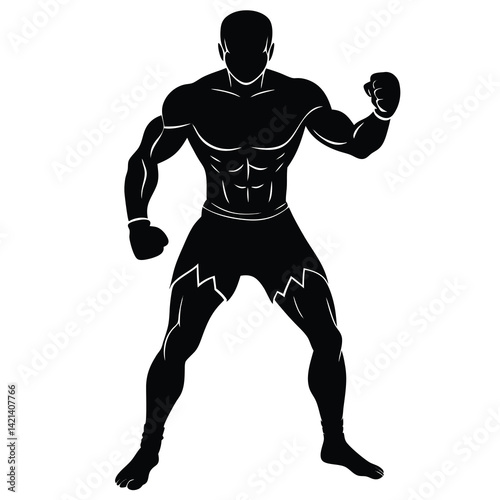 strong boxer pose vector graphic design
