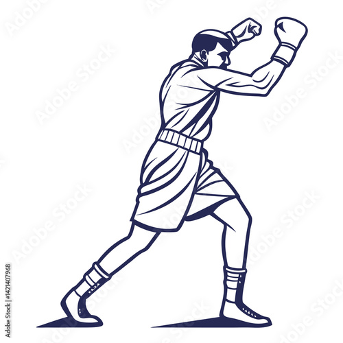 fighter boxer silhouette vector illustration
