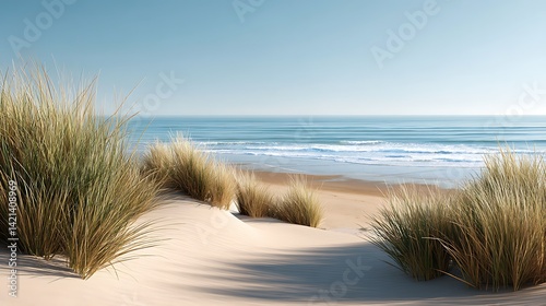 Wallpaper Mural Serene Coastal Landscape with Dunes and Sea Grass on a Sunny Day by the Ocean Shoreline Torontodigital.ca