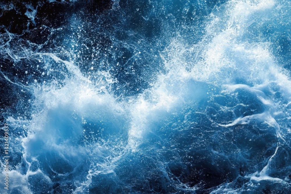 Turbulent ocean waves display forceful motion.