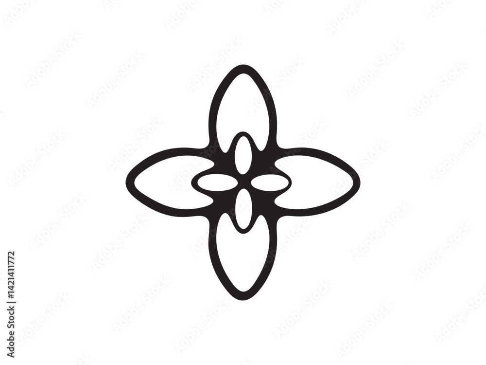 Naklejka premium unique floral line icons featuring symmetrical, minimal, and ornamental designs. Perfect for logos, patterns, tattoos, and decorative graphic projects.