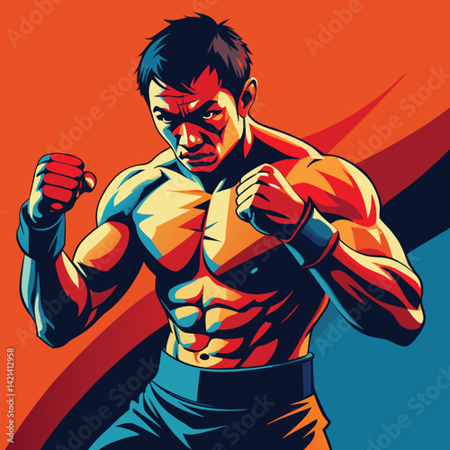 fighter silhouette in dramatic pose