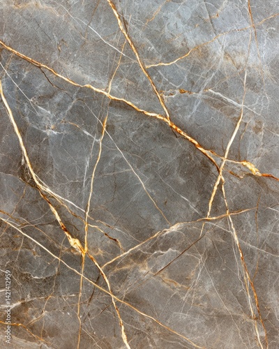 Detailed gray marble stone texture shows golden and white crack patterns.