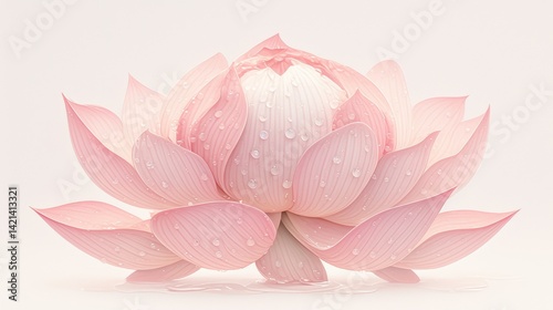 A pink lotus flower with water droplets on its petals