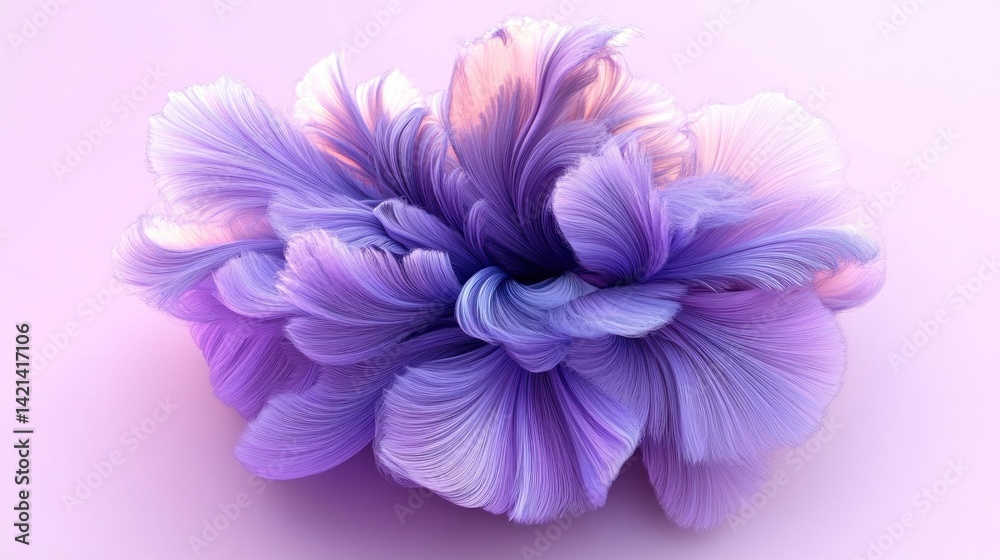 Fototapeta premium 3D design element of a magical violet fur flower, dream-like rendering, bright shadows