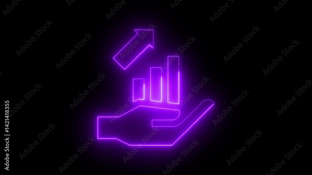 Glowing neon business graph chart icon animation background, Business graph up to down arrow animation, A neon arrow rises above blue bars, symbolizing growth and progress in business metrics Glowing neon business graph chart icon animation background, Business graph up to down arrow animation, A neon arrow rises above blue bars, symbolizing growth and progress in business metrics