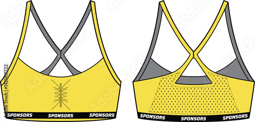 Women Sports strapping bra top active sports Jersey design flat sketch fashion Illustration suitable for girls and Ladies, strap sport bra for Swim, yoga, gym, running and sports activity