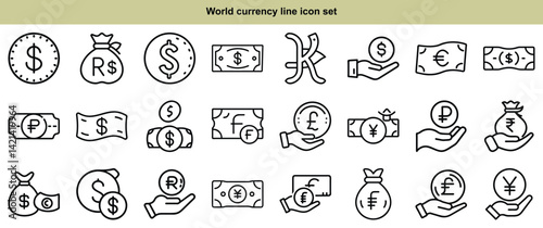 Comprehensive World Currency Icon Set for Finance and Economy