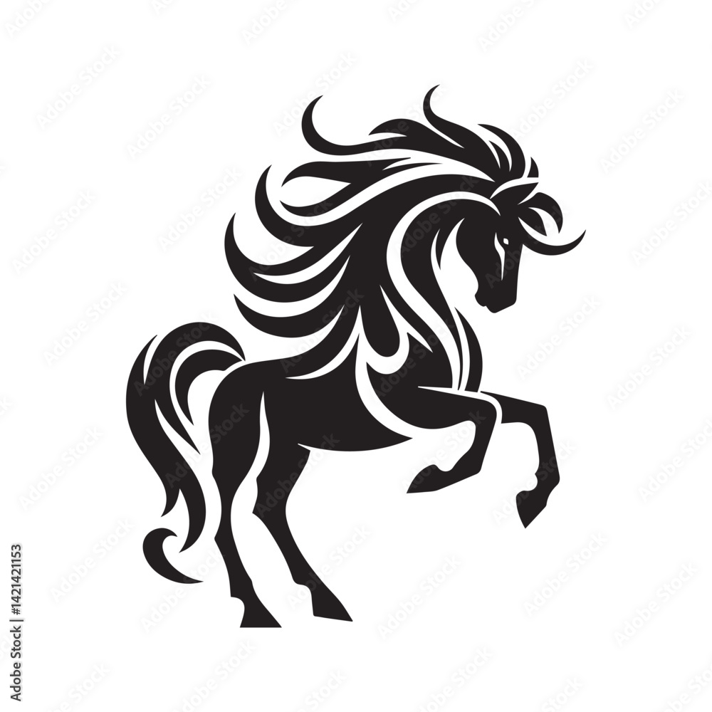 create simple black Horse Silhouette Vector with white background
create simple black Horse Silhouette Vector with white background