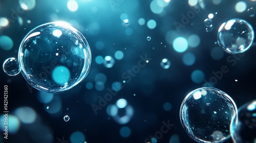 Wallpaper Mural Floating spheres,  deep blue,  bokeh,  abstract Torontodigital.ca