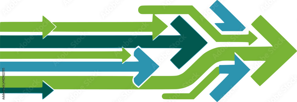 Fototapeta premium Merging arrows streamline process concept image. Clipart image isolated on white background.