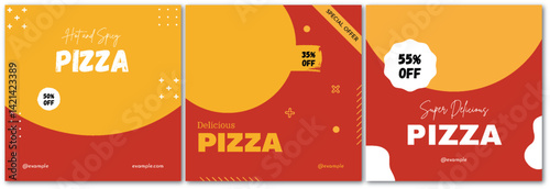 Eye-Catching Pizza Promotions: Vibrant Designs for Social Media Marketing