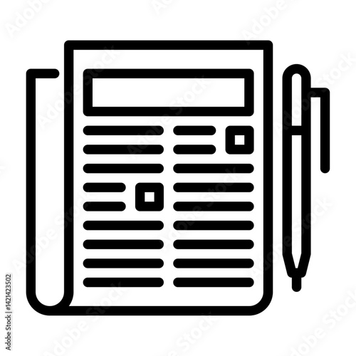 journalism outline icon.  black line illustration.