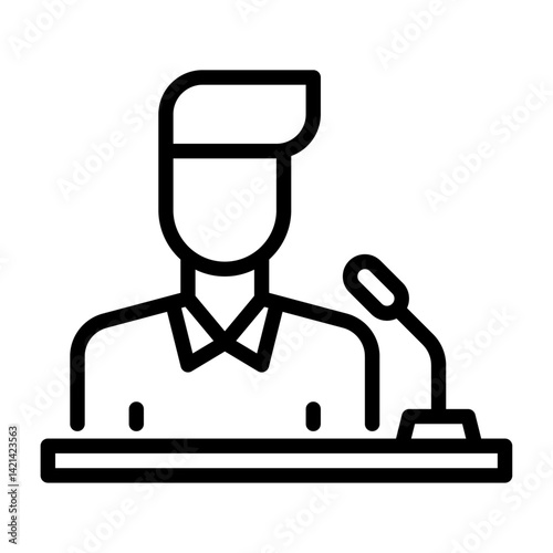 press conference outline icon. speech black line illustration.