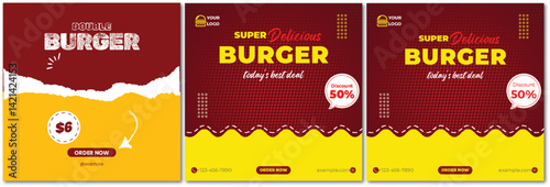 Irresistible burger promotion template for digital advertising campaigns