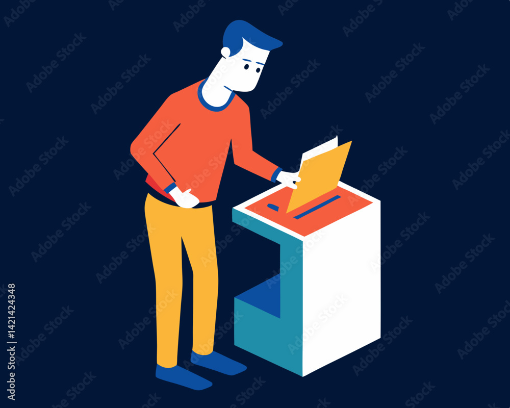 man with vote box vector silhouette illustration isolated on white background man with vote box vector silhouette illustration isolated on white background