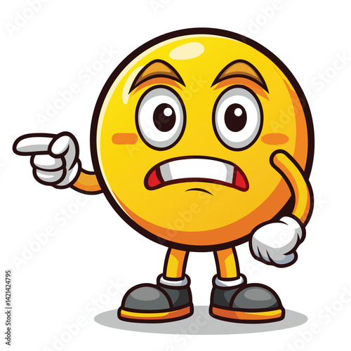 Surprised Emoji Character Pointing