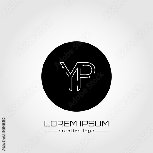 The creative logo is the letter Y and P. A design element of a logo, business card, corporate sign or monogram. The idea of a thematic design
