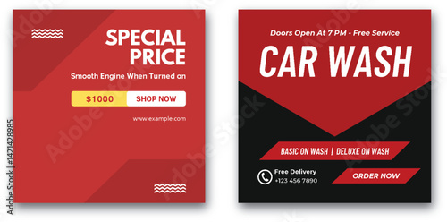 Car Wash Service Promotion with Special Pricing and Free Delivery Offer