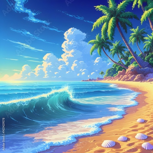 tropical island with palm trees