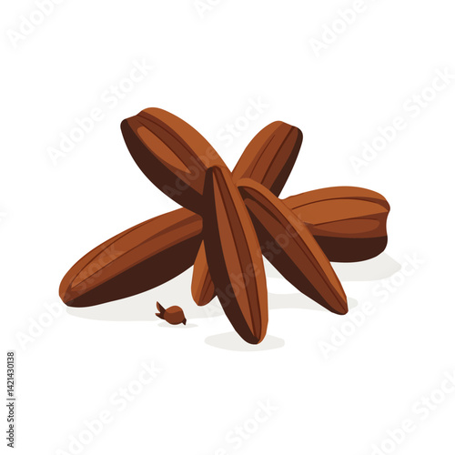 A very Simple flat 2D icon brown clove isolated on transparent background, vector, flat design, animation design, vector, flat design, animation design, simple flat 2D icon, minimalist design