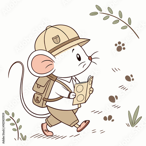 Adventurer Mouse with Map and Backpack – Travel Sticker
