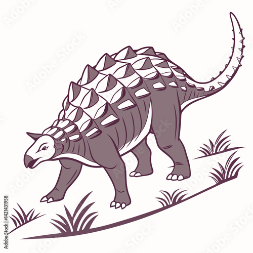  Ankylosaurus – Stylized Flat Vector Character