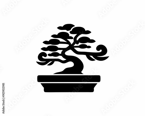 creative details Windswept bonsai icon Vector Illustration