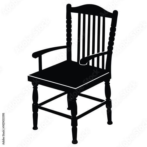 Wooden Chair Silhouette Vector – Classic Furniture and Seating Illustration
