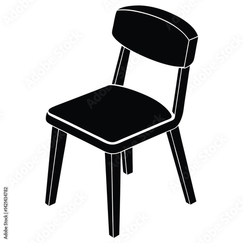 Wooden Chair Silhouette Vector – Classic Furniture and Seating Illustration
