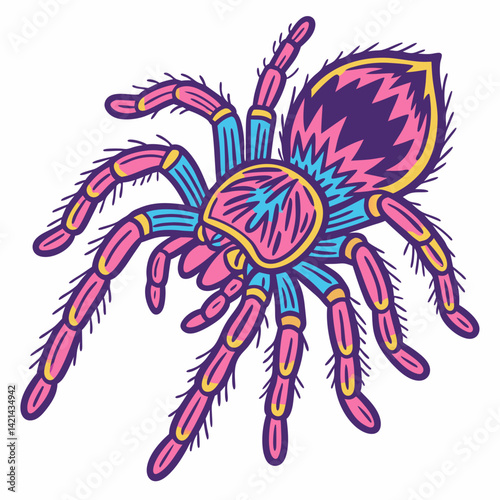  Funky Tarantula Spider in Neon Pop Art