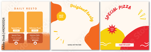 Captivating Pizza Promotion Flyer Designs Featuring Abstract Shapes