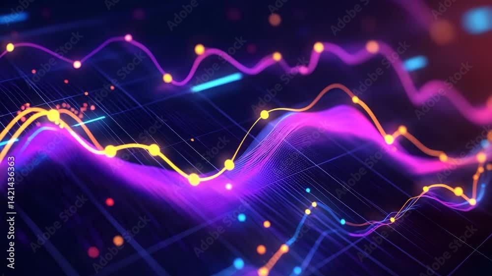 Visualizing Digital Data Flowing Across Grid Lines With Glowing Nodes Visualizing Digital Data Flowing Across Grid Lines With Glowing Nodes