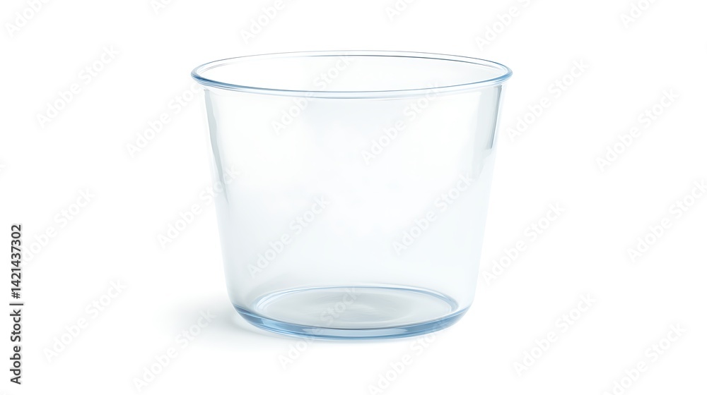 A clear glass container sitting on a white surface plain studio A clear glass container sitting on a white surface plain studio