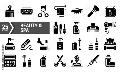 25 Beauty & Spa Glyph Icons for Your Design Project.
