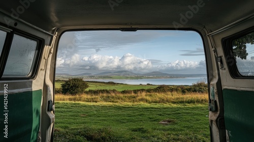 Scenic view from van in coastal area