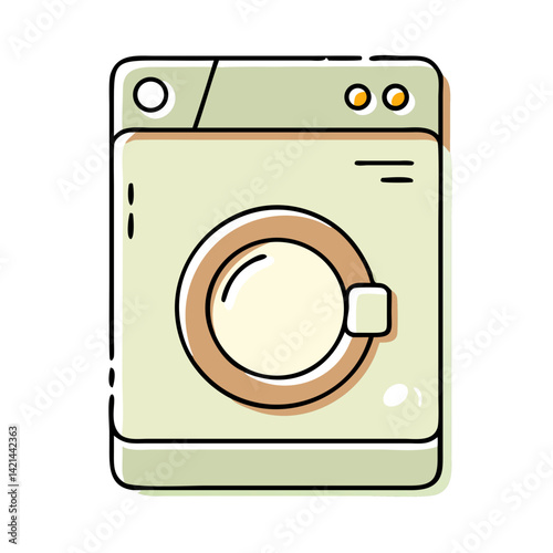 Cartoon washing machine illustration in soft colors  